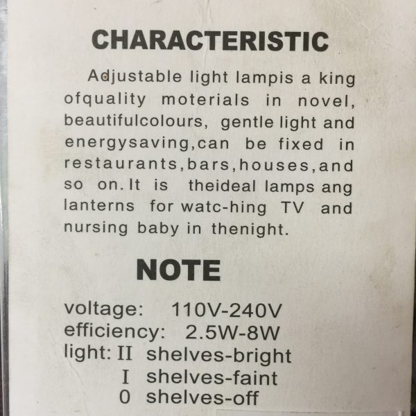 Nightlite and Lamp Characteristics