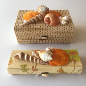 Size :L 7”x W 2.5”,H 1.25”,weight:50grams
Bamboo Box(17.5x10.5x7cm) Weight 87grams
(6.9 x 4.13x2.75”)Weight 180grams W/Shell1-3”