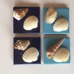 Seashells Stone Magnet B 1.8x1.8”(Set of 4)